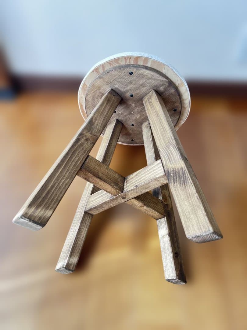 一点もの｜オルテガ柄 木製スツール(丸型)