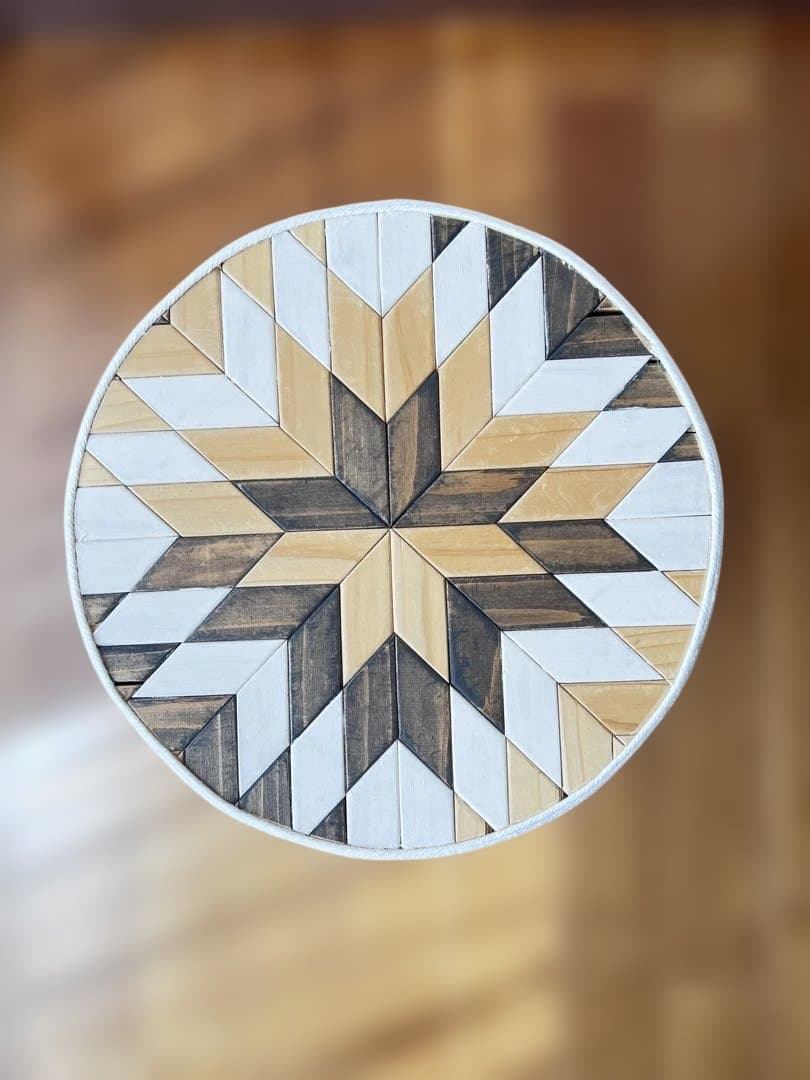 一点もの｜オルテガ柄 木製スツール(丸型)