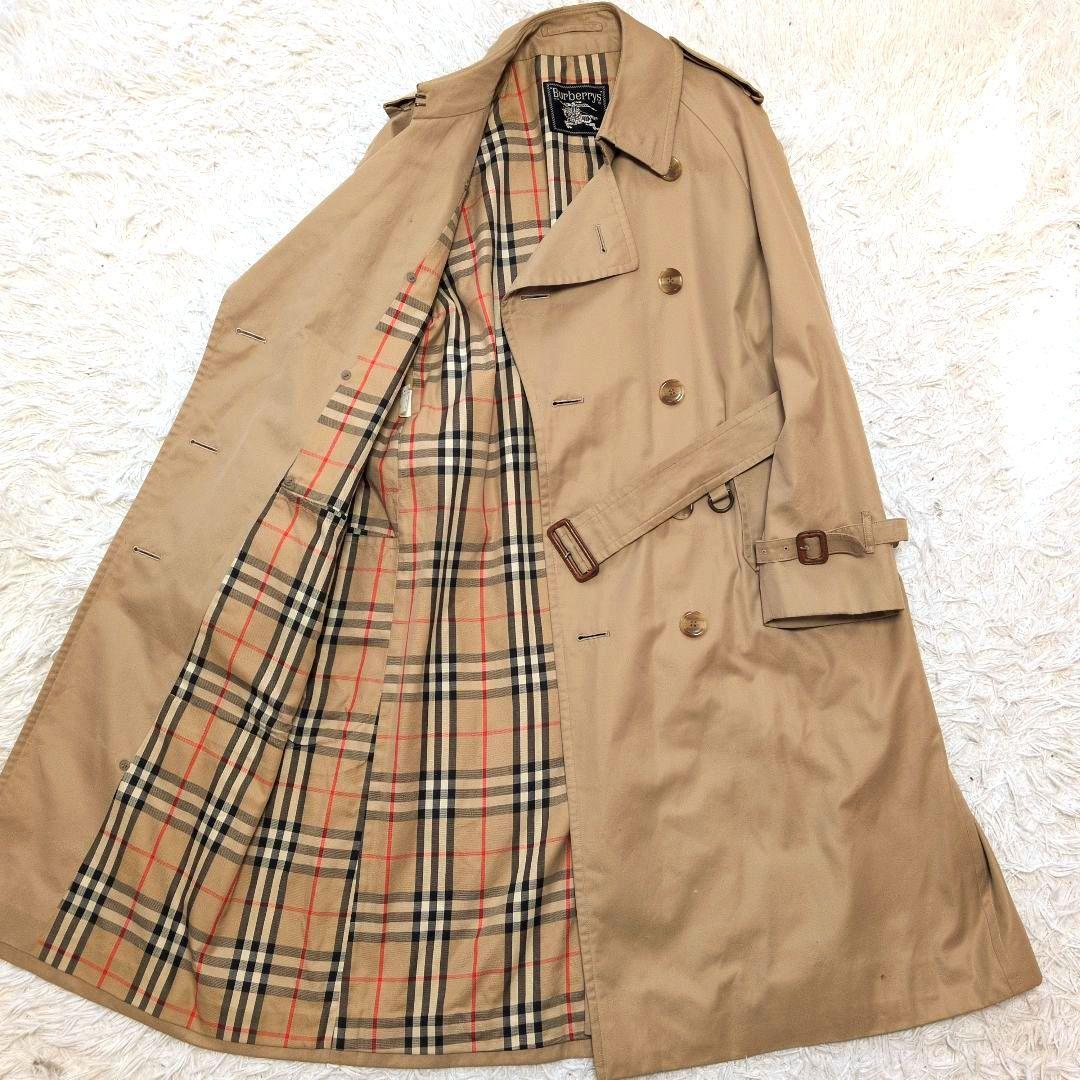 【美品】バーバリー☆ノバチェック　ベルト付　トレンチコート　ダブル　メンズ