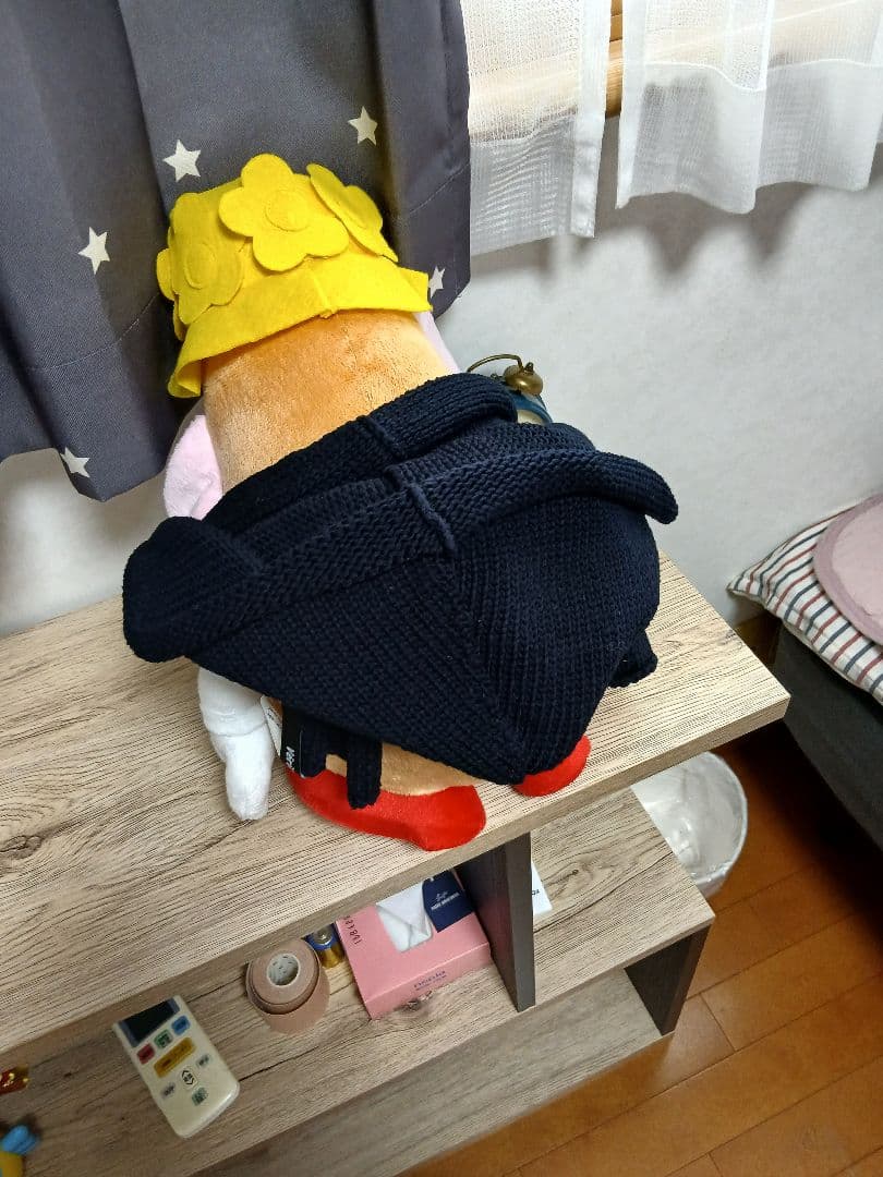 めめヴェリテクール、コットンシルケットフードストール、ネイビー！