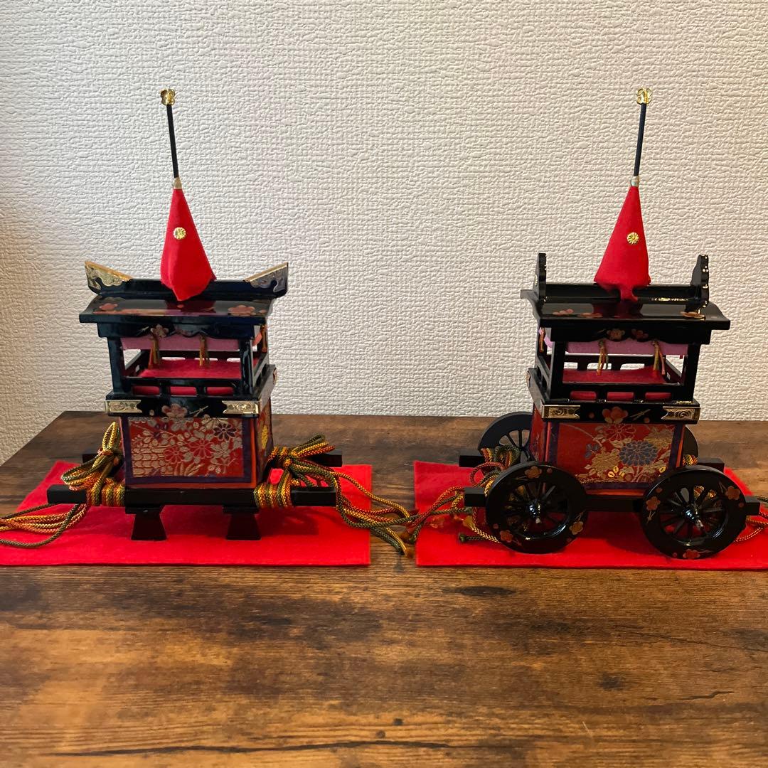雛人形　お道具　御所車　御駕籠　伝統工芸品　通産大臣賞　秀叡作　本金梅　和　飾り