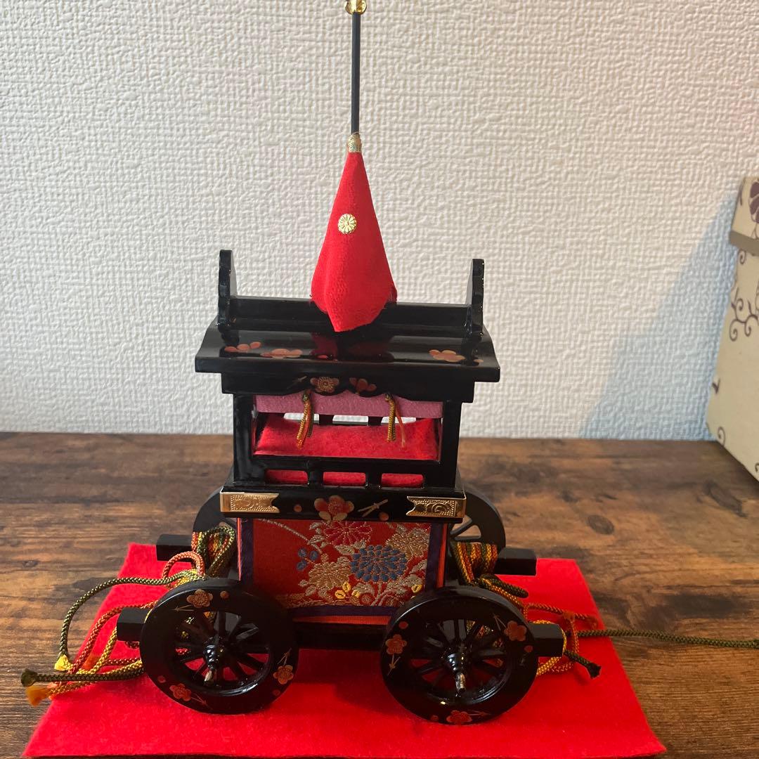雛人形　お道具　御所車　御駕籠　伝統工芸品　通産大臣賞　秀叡作　本金梅　和　飾り