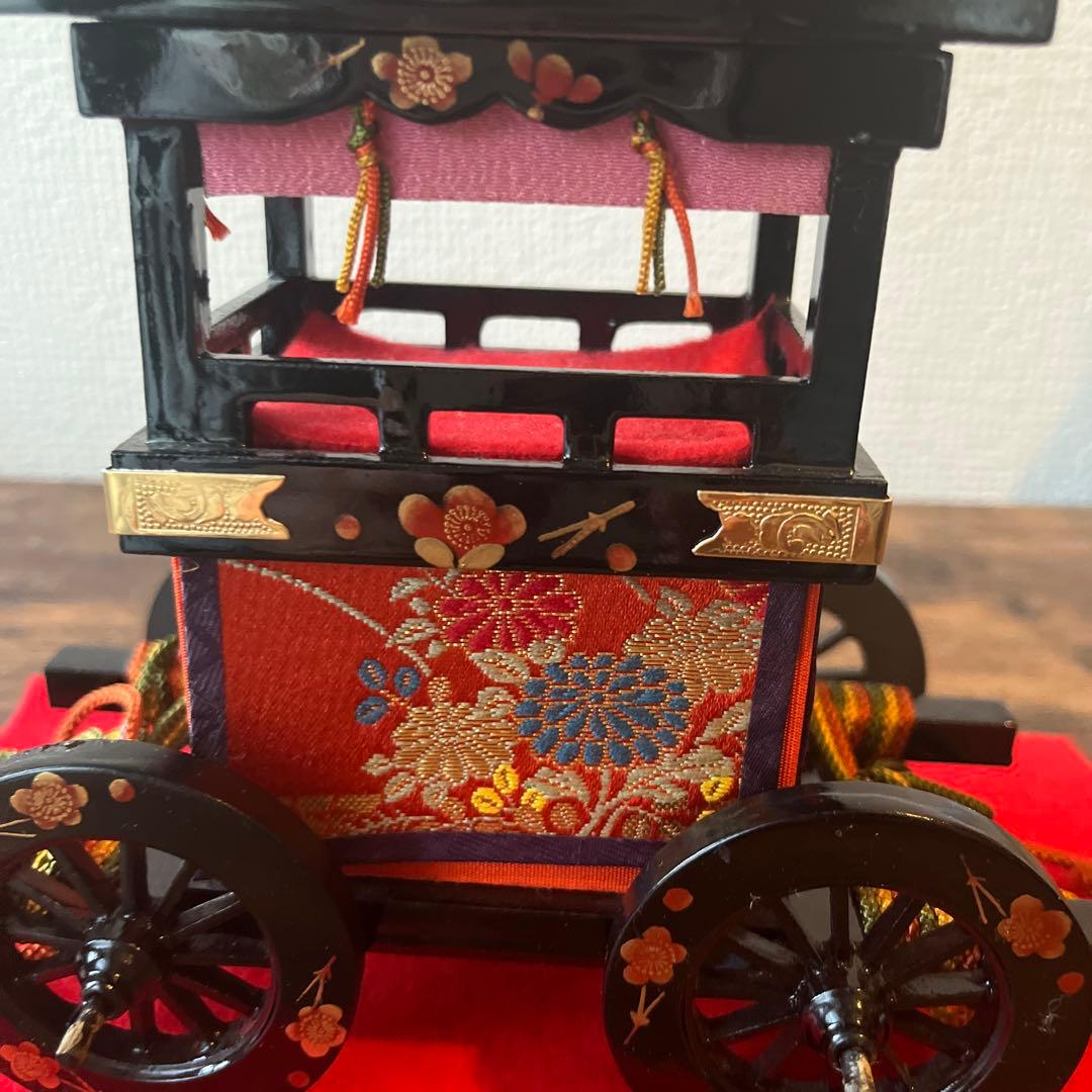 雛人形　お道具　御所車　御駕籠　伝統工芸品　通産大臣賞　秀叡作　本金梅　和　飾り