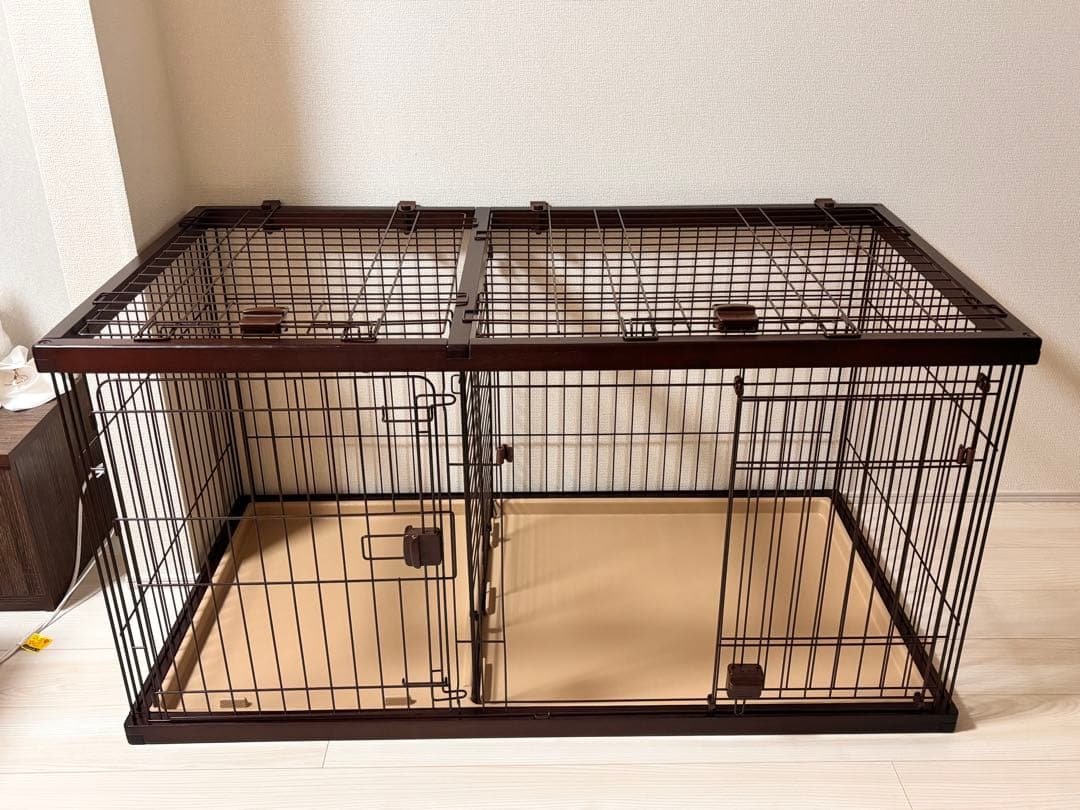 ペティオ 犬ケージ ブラウン ワイドサイズ