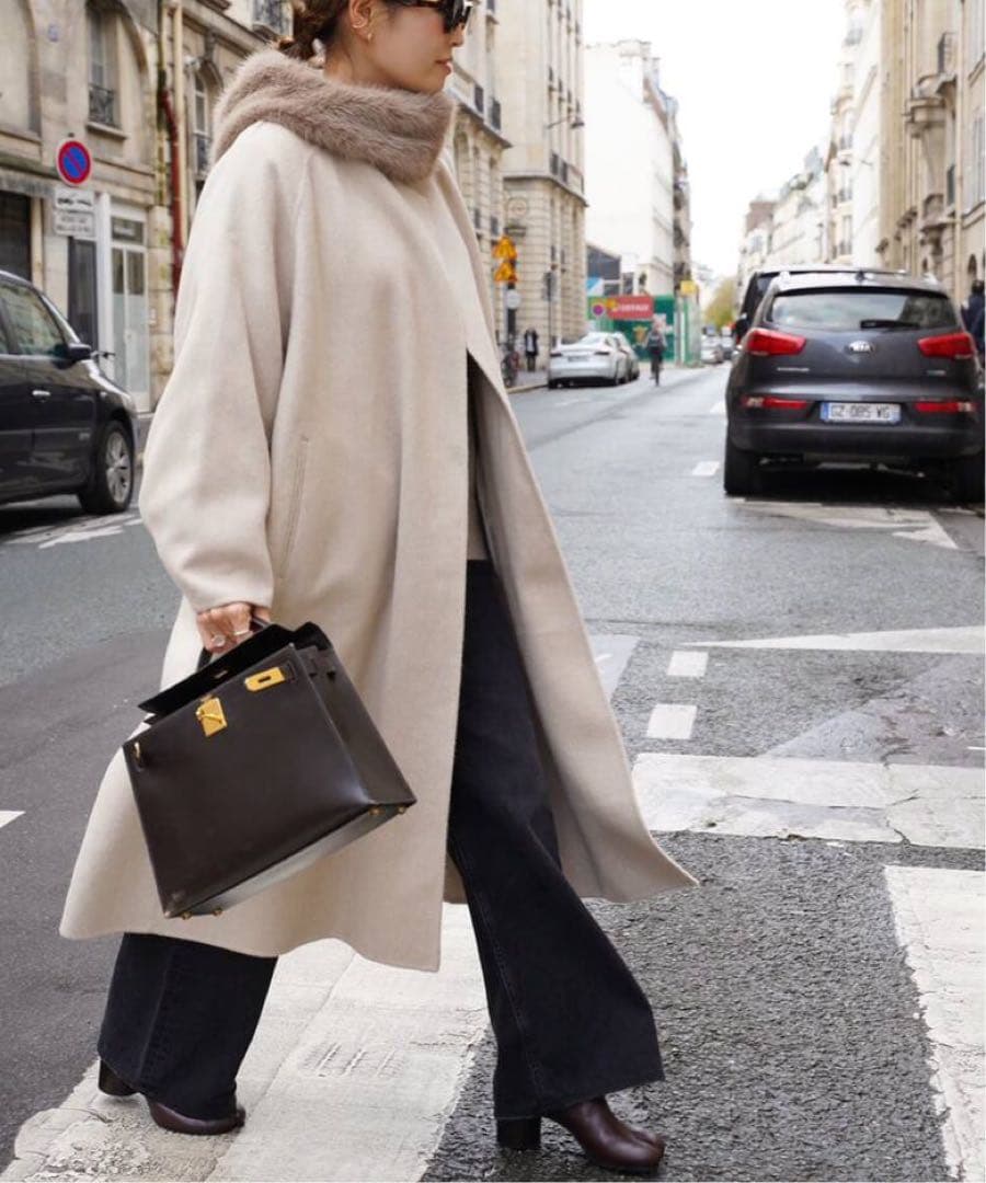 極美品✨️25AW　ドゥーズィエムクラス　ウールアンゴラ ノーカラーコート　38