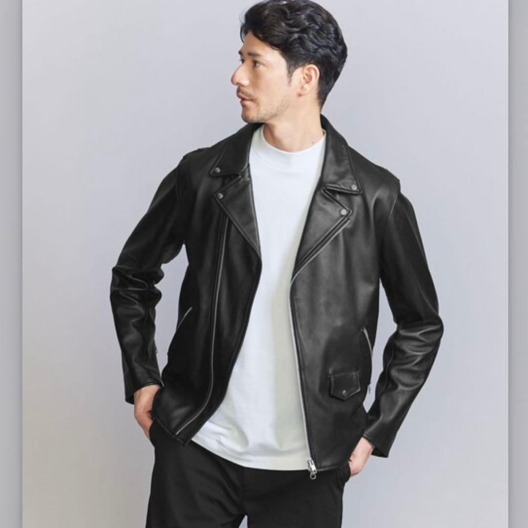 B&Y UNITED ARROWS シープ ダブルライダースジャケット ラム