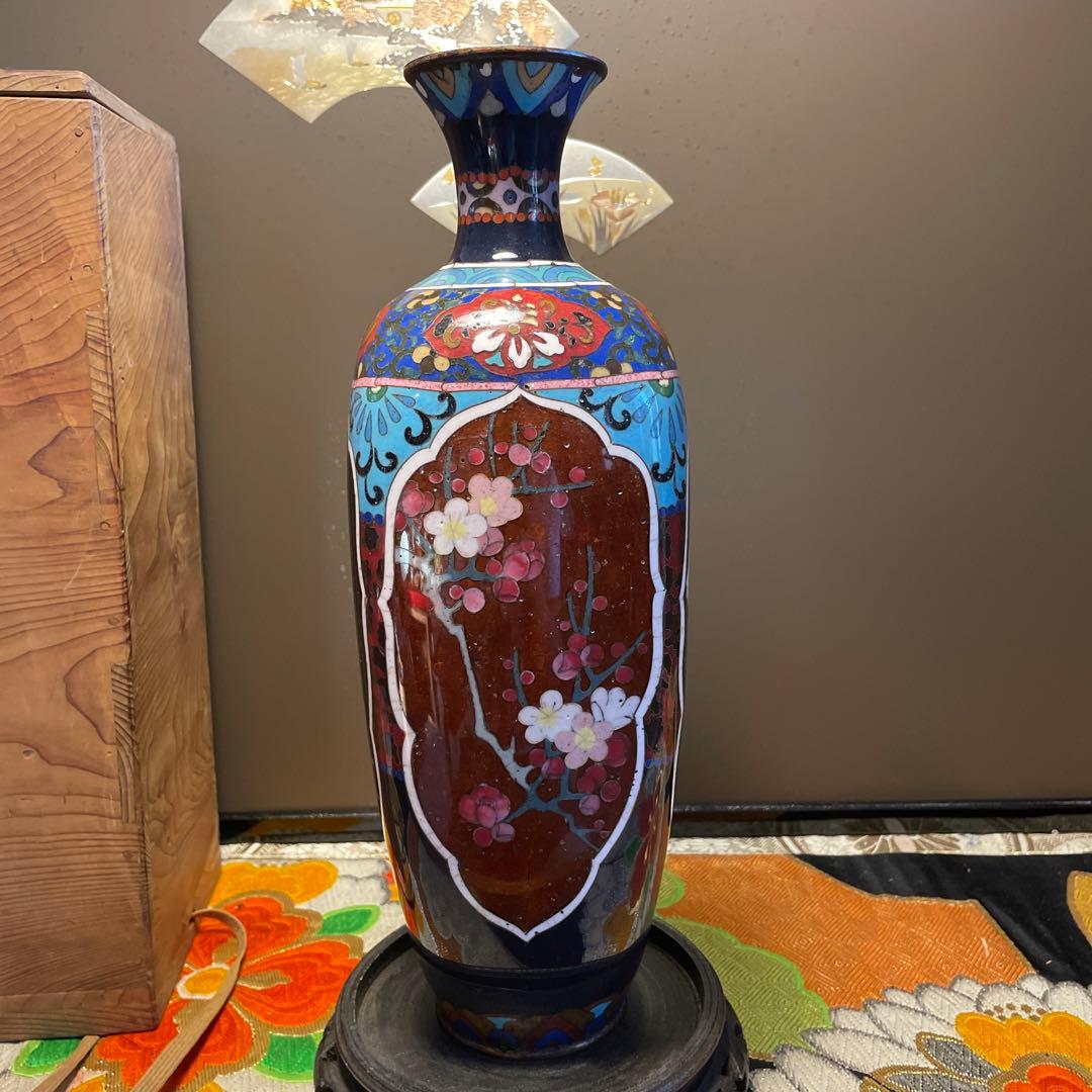 七宝焼花瓶，中国，清時代，骨董，インテリア，掐丝珐琅，明治，中国七宝焼