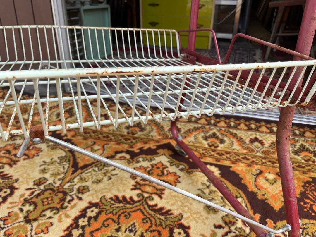 棚 ラック 什器 ② インテリア アンティーク 昭和レトロ 棚 赤 当時物