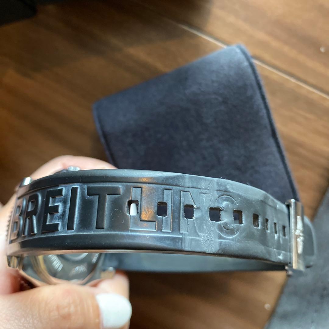 お値下げBreitling スーパーオーシャンⅡ ブラックラバー時計※裏面に刻印