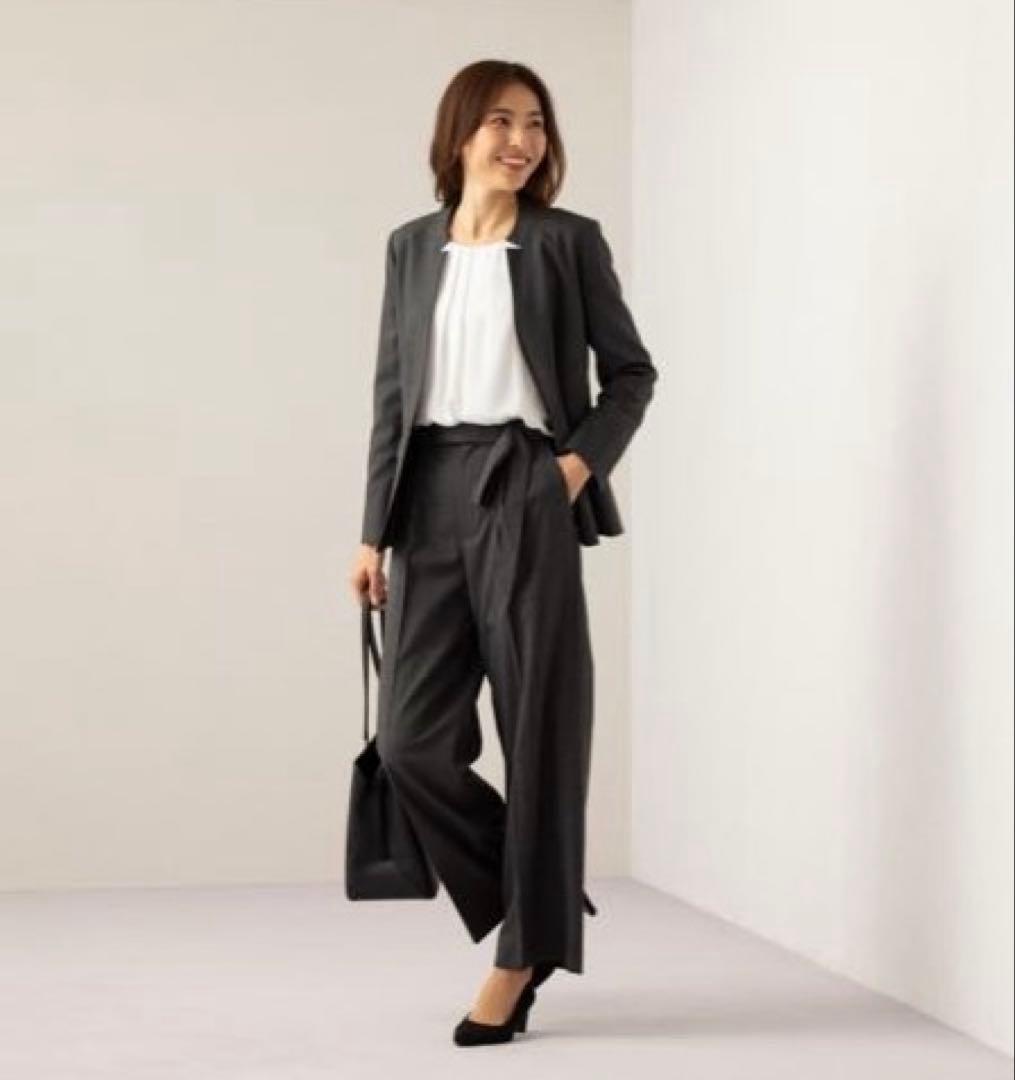 ④ 新品AOKI LES MUES 刻み襟ジャケット　ワイドパンツ スーツ