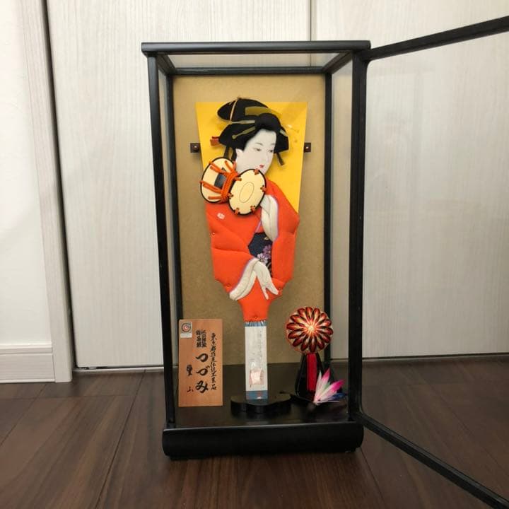 羽子板　ガラスケース　レトロ　お正月飾り　美品