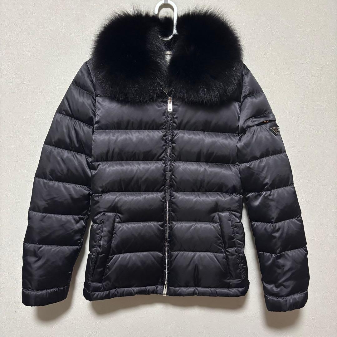 PRADA プラダ ブラックファー ダウンジャケット 40 レディース 正規品