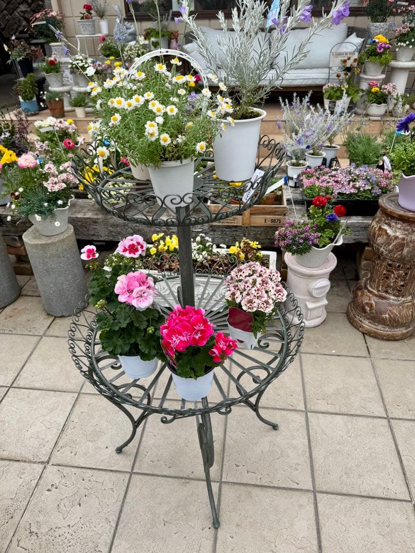 フラワースタンド　大型　2段　アンティーク　アイアン　置物