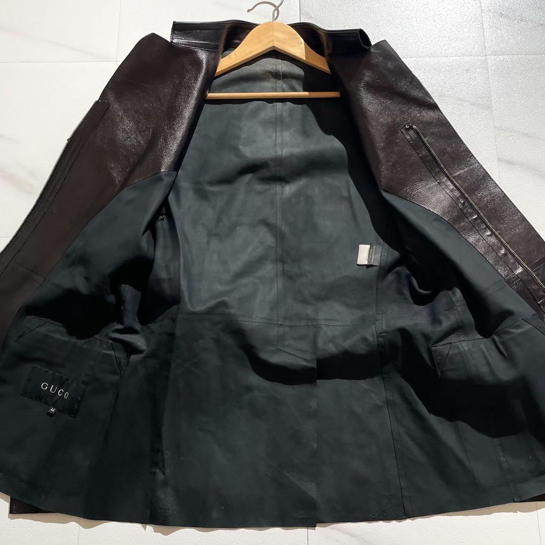 GUCCI グッチ トムフォード期 レザージャケット ベルト付き ブラック