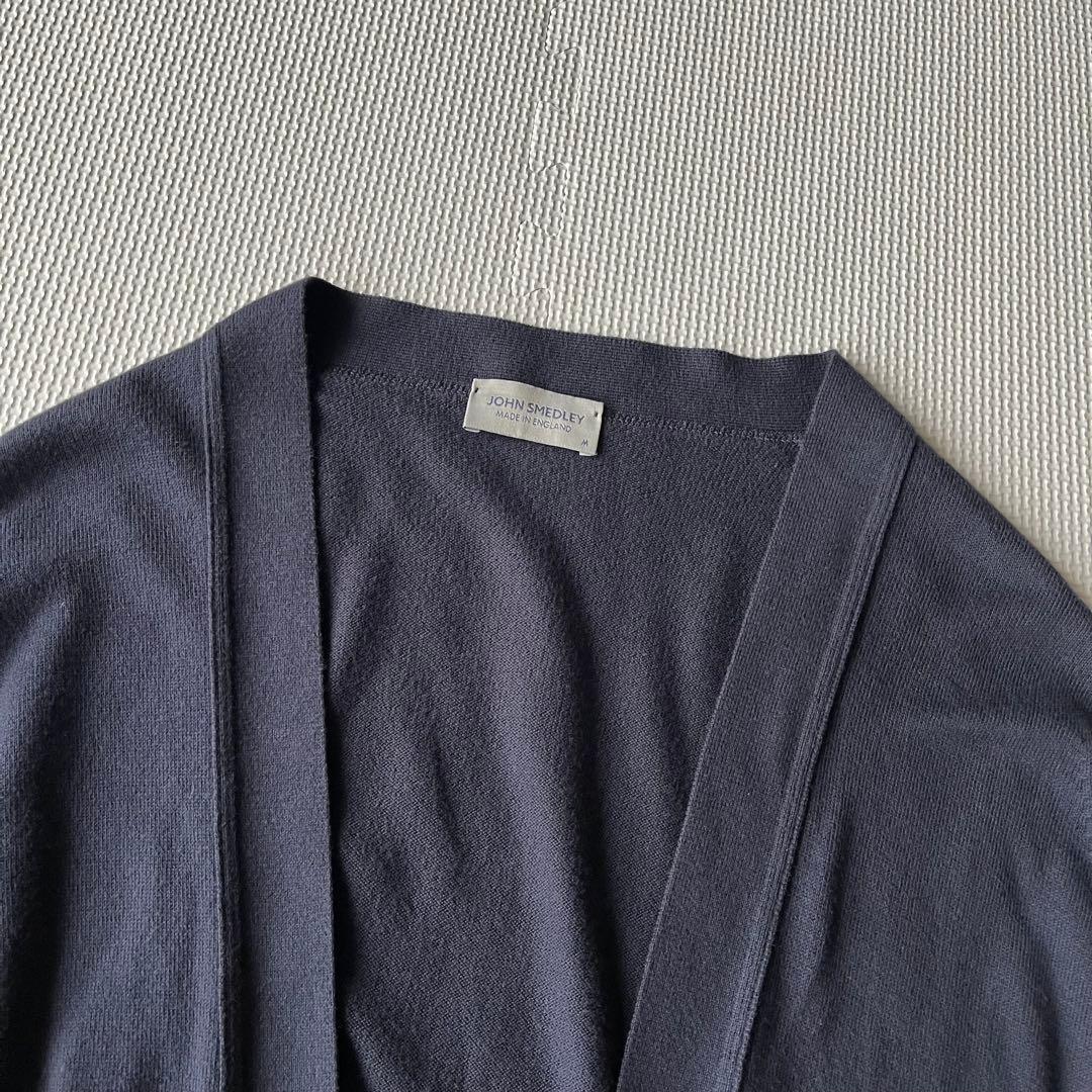 美品 ジョンスメドレー ボタンレス カーディガン シーアイランドコットン 紺 M
