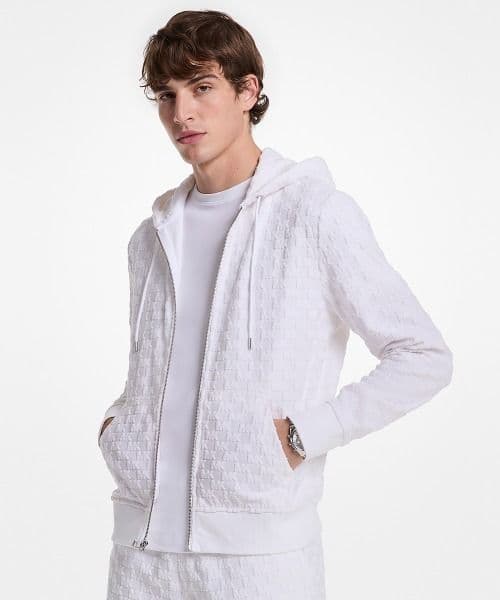 新品 マイケルコース ジャカード テリー フルジップ フーディ パーカー メンズ