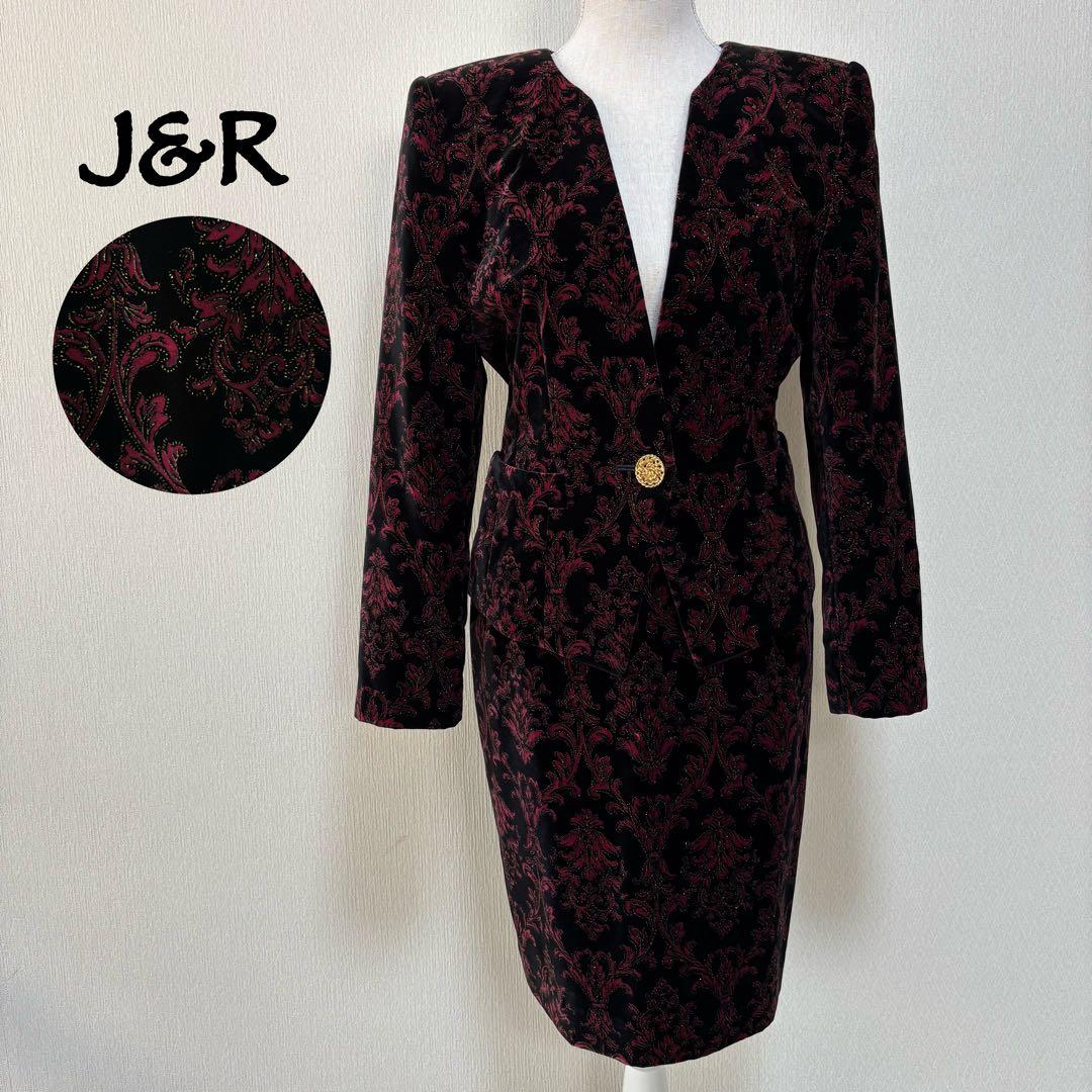 ヴィンテージ J&R 高級 ゴージャス 華美 ダマスク柄 バブリースーツ 日本製