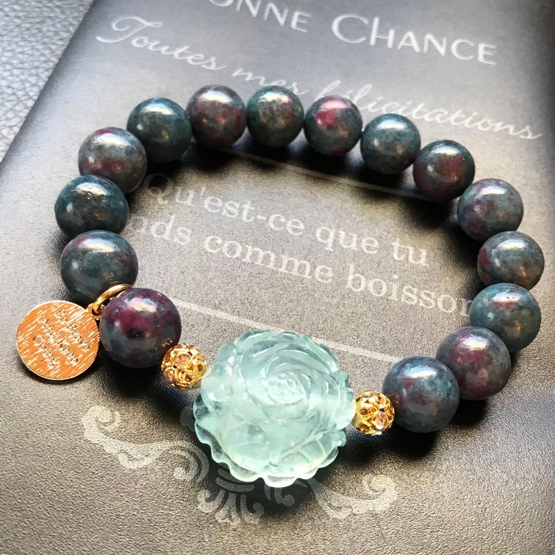 アクアマリン牡丹とルビーインサファイア❣️16cm