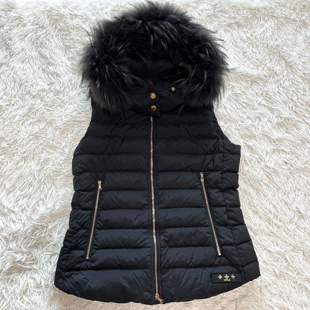 【美品】タトラス　ダウンベスト　ファー　フード取り外し可　ORSIERA 黒