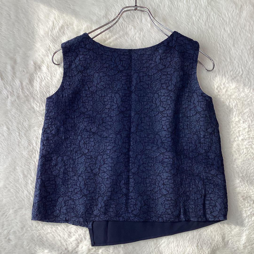 【美品】BEAMS ノーカラー　スリーピース セットアップ　スーツ　ネイビー