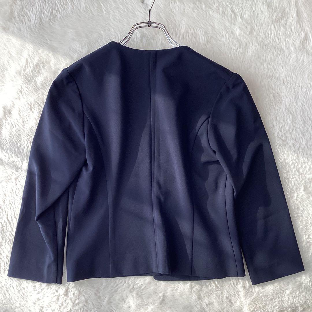 【美品】BEAMS ノーカラー　スリーピース セットアップ　スーツ　ネイビー