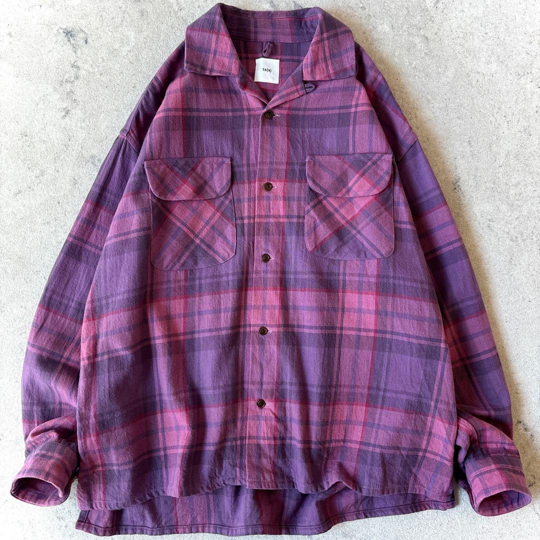 美品 ts(s) 3→L コットン チェック 開襟 ボードシャツ ネペンテス関連