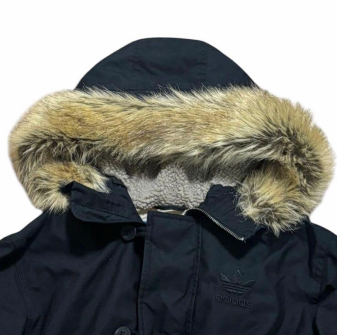 adidas N-2B ボンバージャケット ロゴ 短丈 ファー 黒