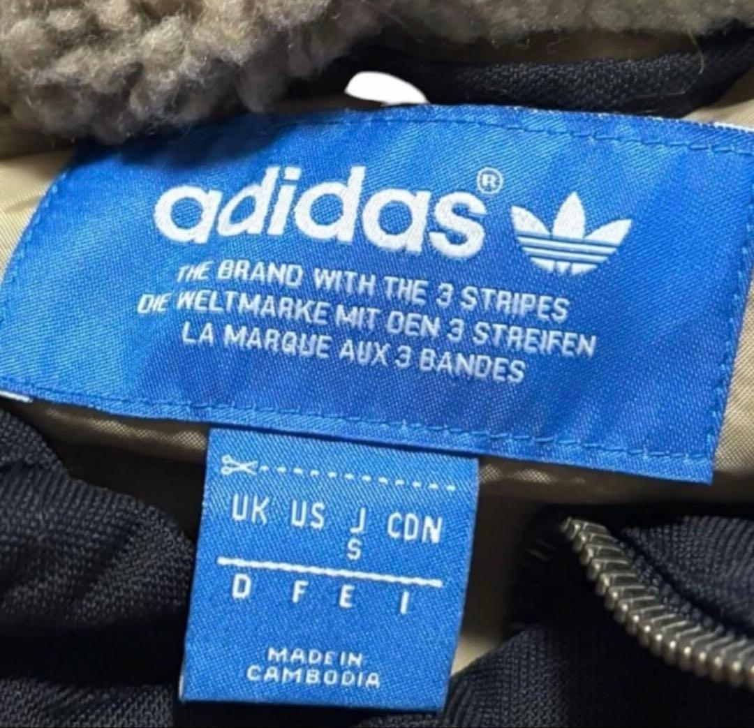 adidas N-2B ボンバージャケット ロゴ 短丈 ファー 黒