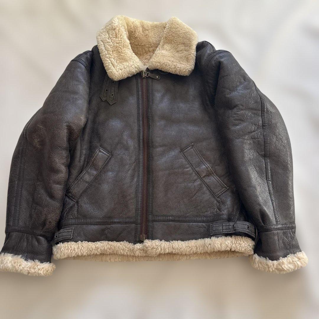 人気✨B-3 リアルムートン フライトジャケット レザージャケット L