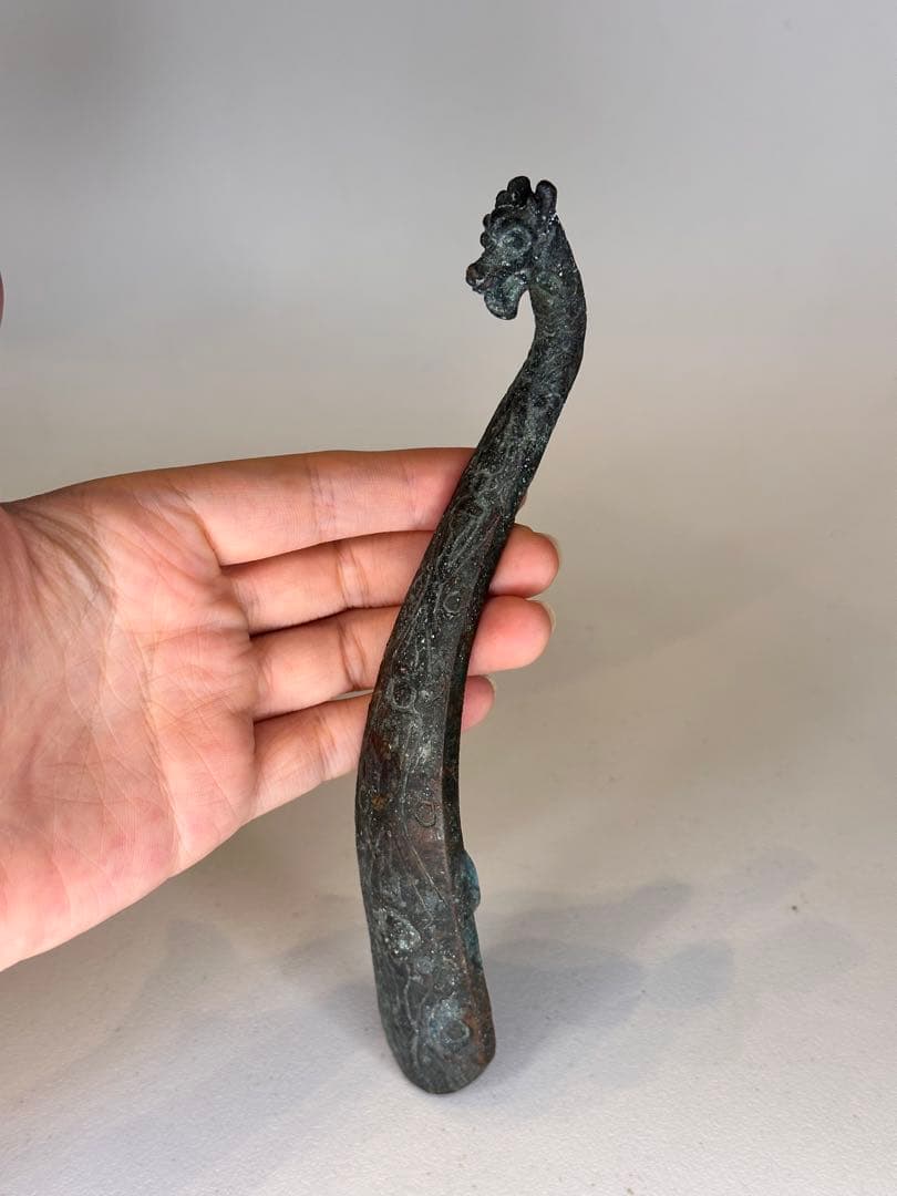 青銅製 ドラゴンデザイン 装飾品 龙头装飾 置物 古美術品