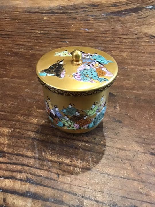 田村金星　本金細字入り三十六歌仙湯呑　九谷焼