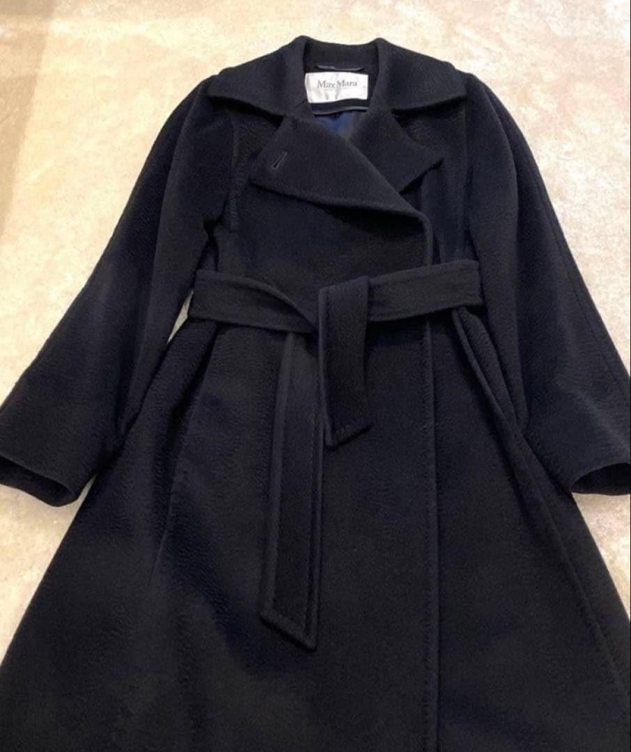 美品 MaxMara マニュエラ ピュアキャメル アイコンコート 34ブラック