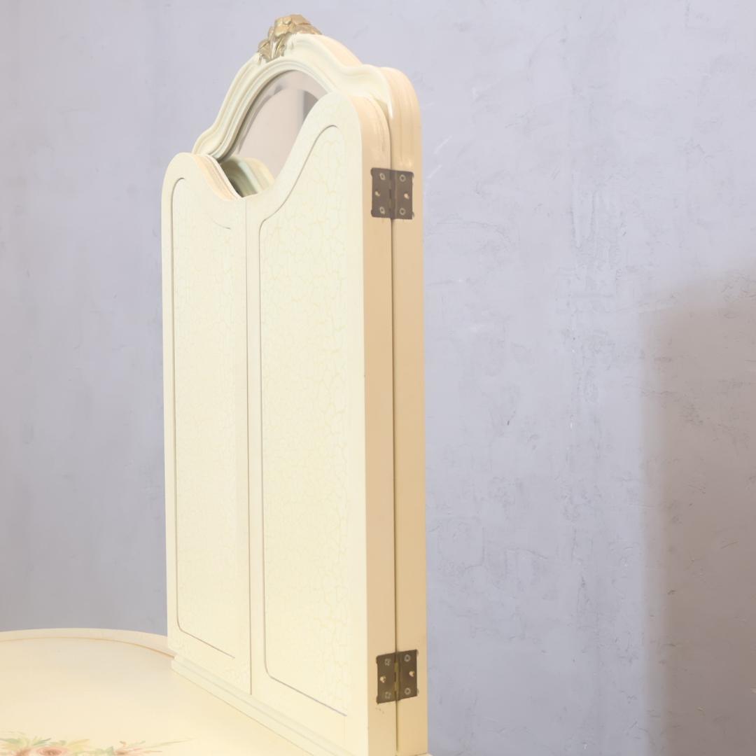 アンティーク調 ドレッサー 鏡台 化粧台 姫系 三面鏡 猫脚 エレガント 机