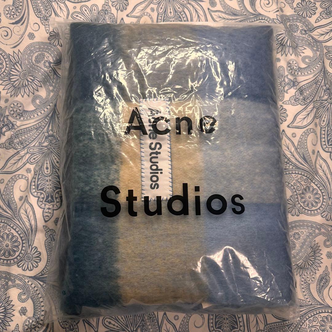 ブルー　ACNE STUDIOS 新品未使用 モヘアチェック柄スカーフ　マフラー