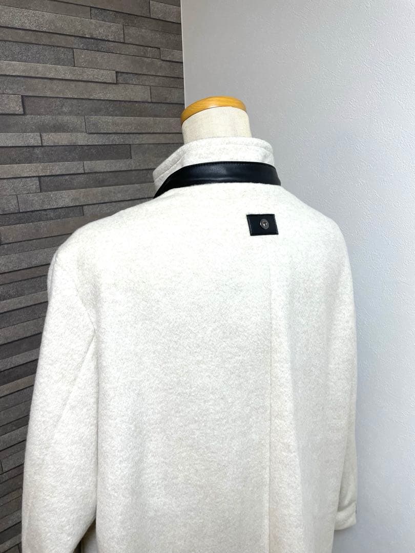 キヨコタカセ アンゴラ ウール フード フィールド コート エクリュ ブラック