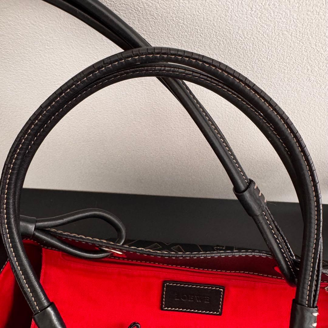 【希少】LOEWE ロエベ ロゴ レザー トートバッグ 黒 ショッパー