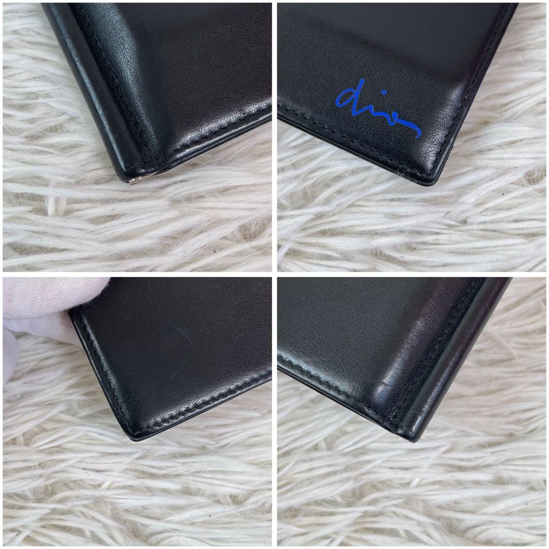 希少/美品✨DIOR HOMME マネークリップ オールレザー ロゴ刻印 黒