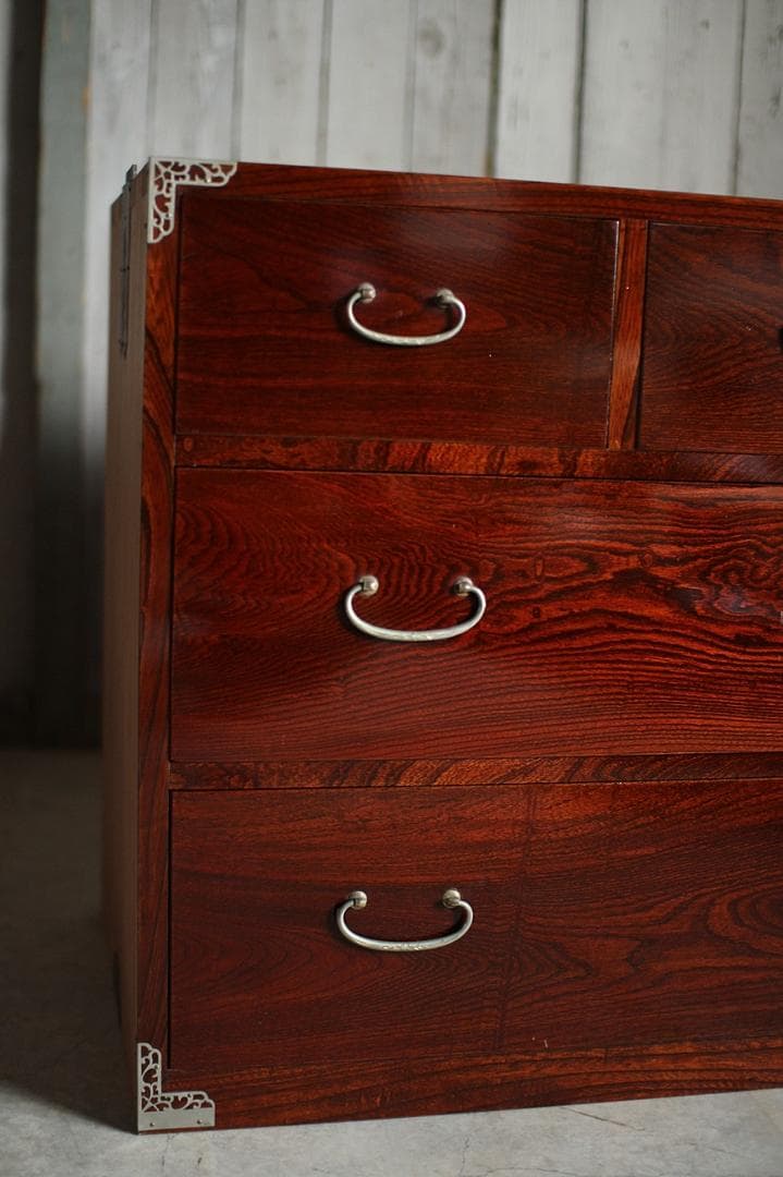 綺麗な前欅の箪笥　引き出し5杯　タンス　収納　古家具　古民家　時代家具