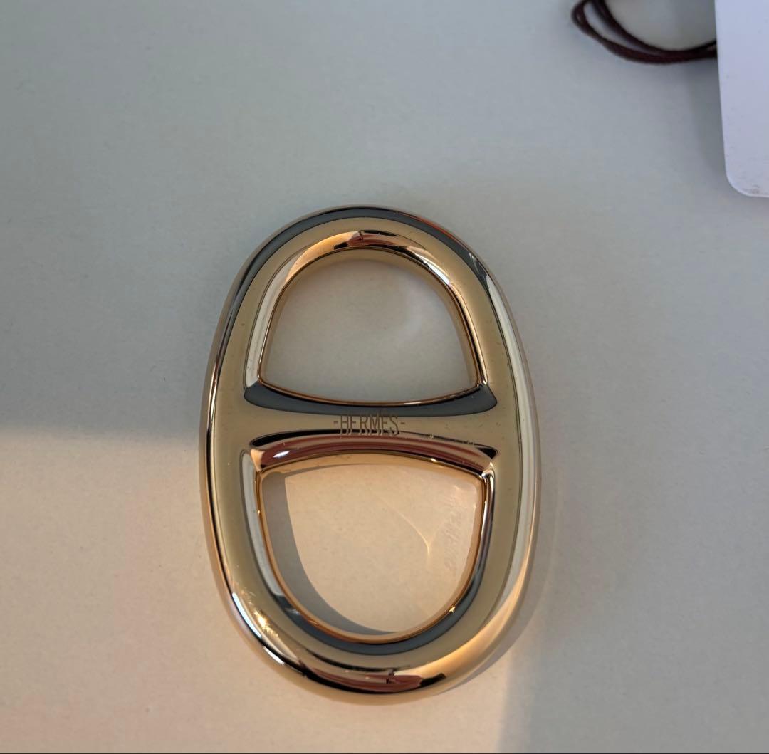 エルメス　HERMES　スカーフリング　シェーヌダンクル　イエローゴールドカラー