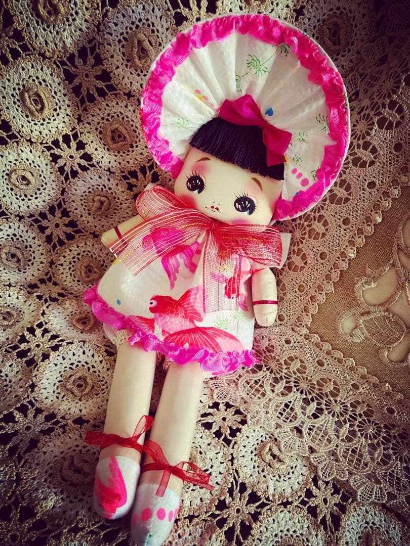 つきもとつきこの文化人形 ヘロヘロ人形 夏限定 金魚浴衣 大正ロマン 昭和レトロ