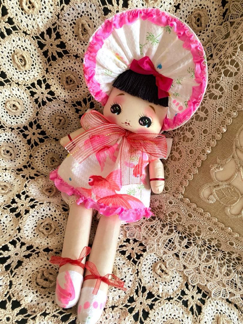 つきもとつきこの文化人形 ヘロヘロ人形 夏限定 金魚浴衣 大正ロマン 昭和レトロ