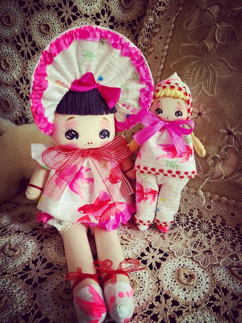 つきもとつきこの文化人形 ヘロヘロ人形 夏限定 金魚浴衣 大正ロマン 昭和レトロ