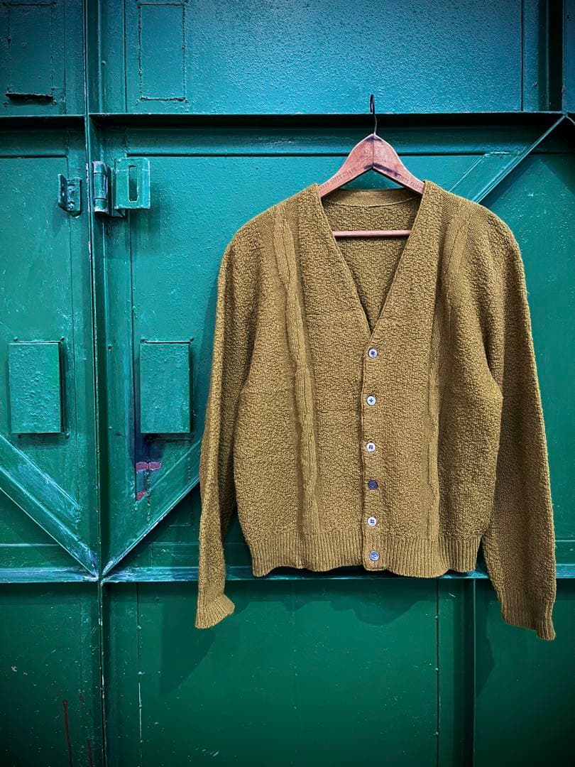 60sカーディガングリーン系カートコバーングランジ古着ビンテージモヘアシャギー