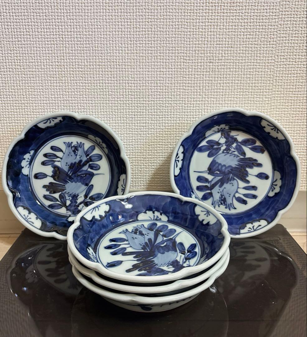 時代物　有田焼　古伊万里様式 花鳥柄 取皿5枚　コレクション向け
