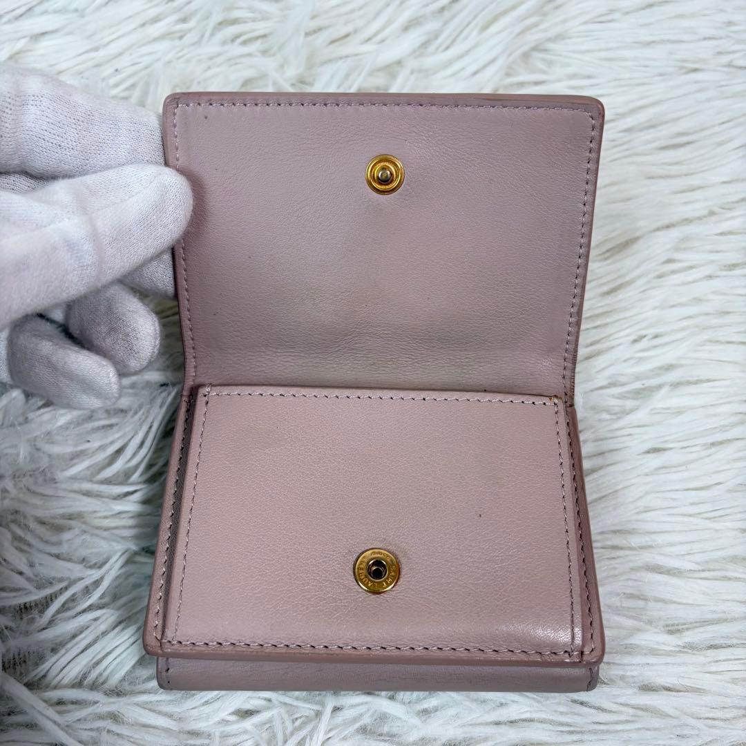 美品✨サンローラン　三つ折り財布　オリガミ　カサンドラ　ピンクベージュ