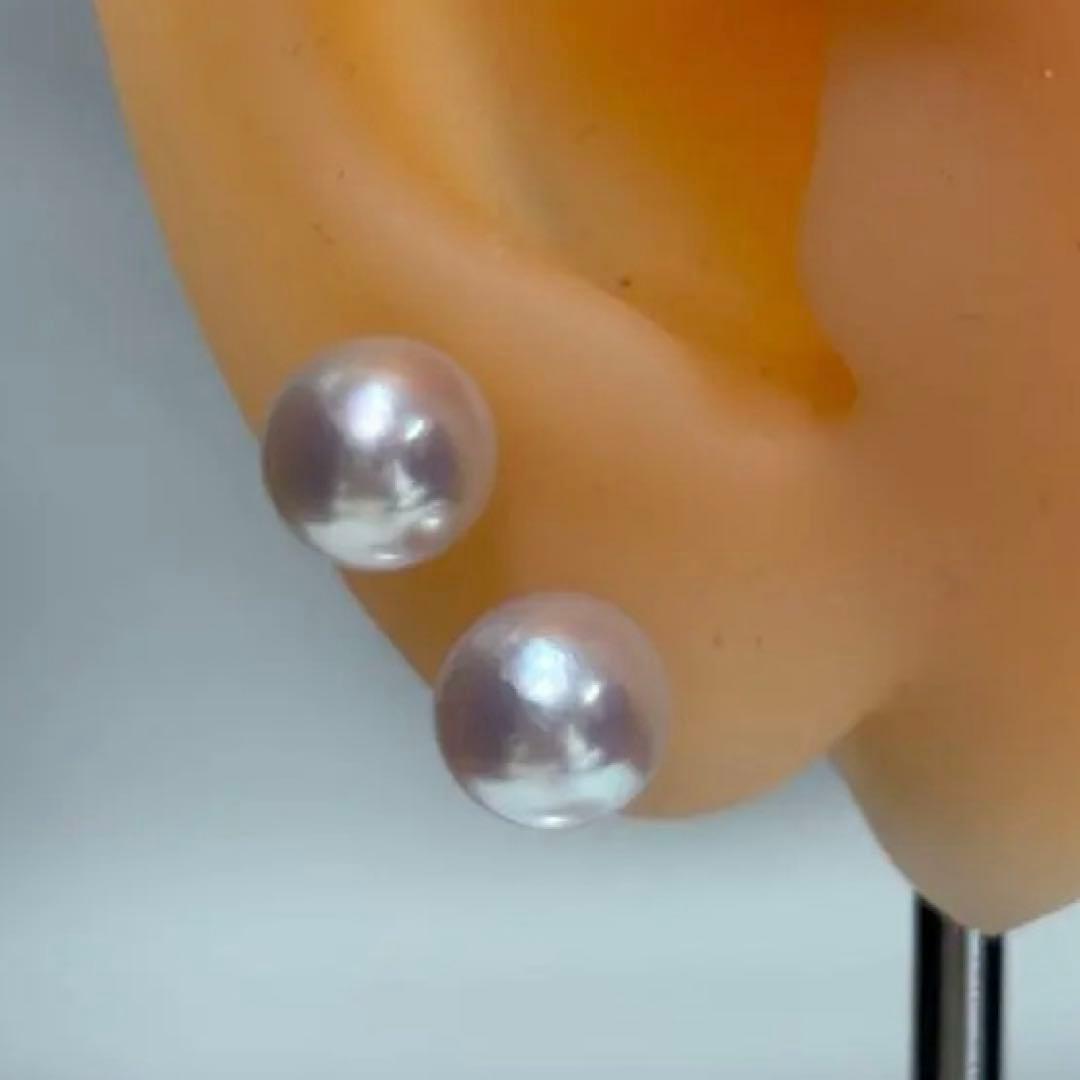 536 パールピアス　あこや真珠　8.2+8.3mm