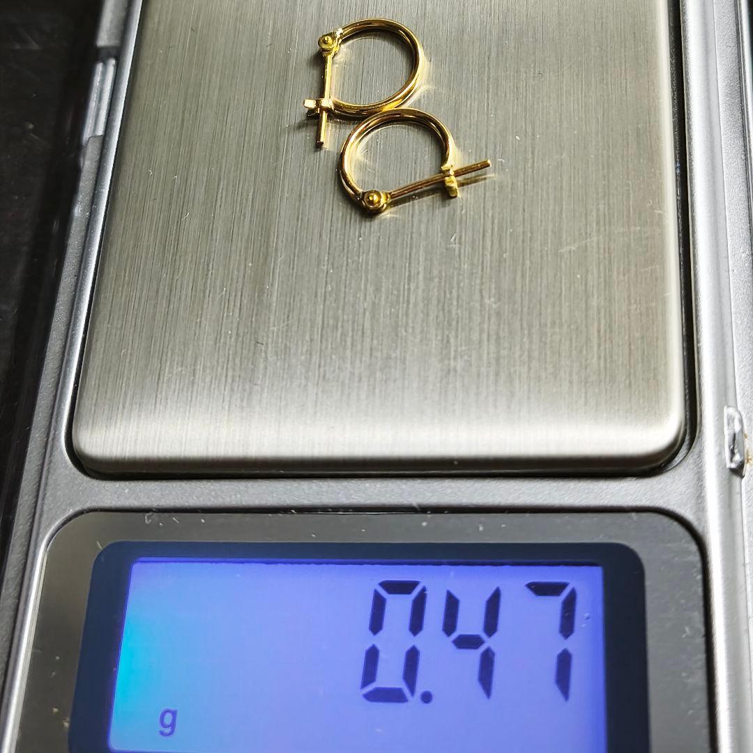 新品未使用　K18 フープピアス　1×10mm