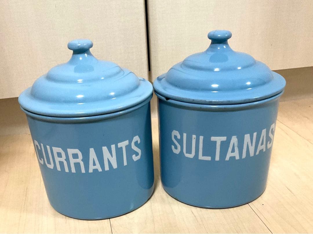 イギリス　アンティークキャニスター　ブルー