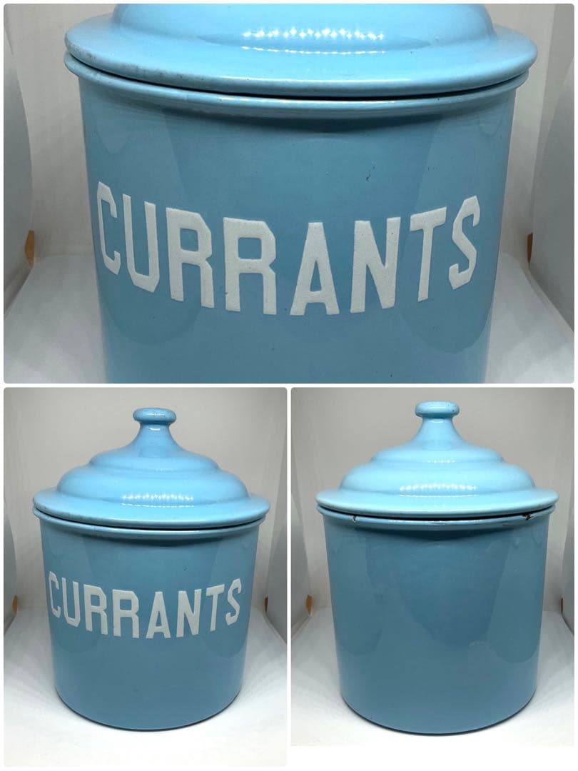 イギリス　アンティークキャニスター　ブルー