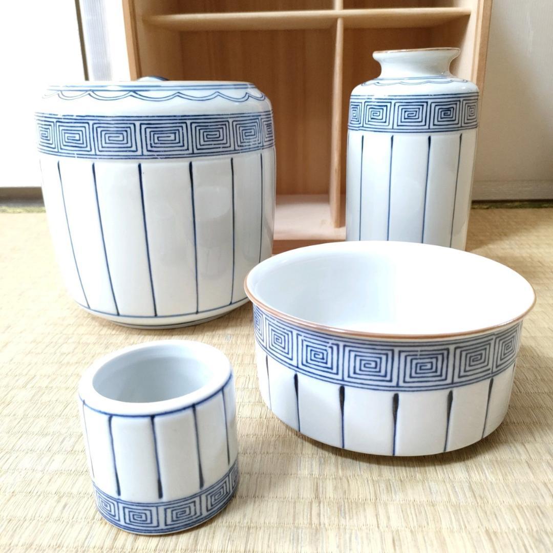 皆具 桶側 寿づか窯 石崎英治造 共箱 祥堂 水指 建水 花入 蓋置 茶道具